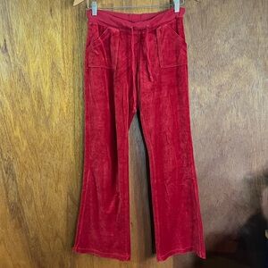 REFLEX Red Velour Flare Loungewear Pants Sz M